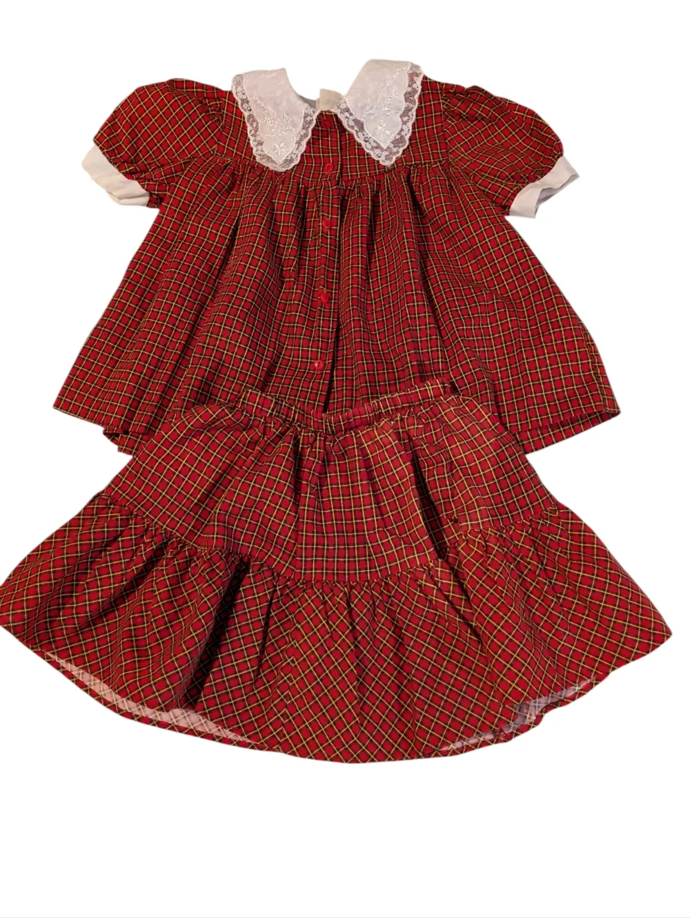 90s Vintage‎ Vintage Diane Von Furstenberg plaid Lace outfit Dress Girls Size 5